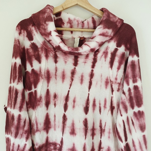 Anthropologie Pilcro Tie Dye Waffle Thermal Mock Neck Top - Picture 5 of 6